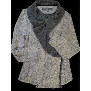 BNCI Blanc Noir Full Asymmetrical Zip Cardigan Sweater Black White Large Soft